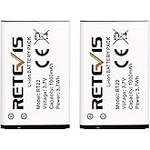 Retevis RT22 RT22S RT15 RT19 Battery Walkie Talkie Original Li-ion Battery 3.7V 1000mAh Compatible RT22 RT22S RT15 RT19 WLN KD-C1 Two Way Radio(2 Pack)
