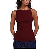 MakeMeChic Women's Going Out Tops Y2k Halter Tops Dressy Backless Top