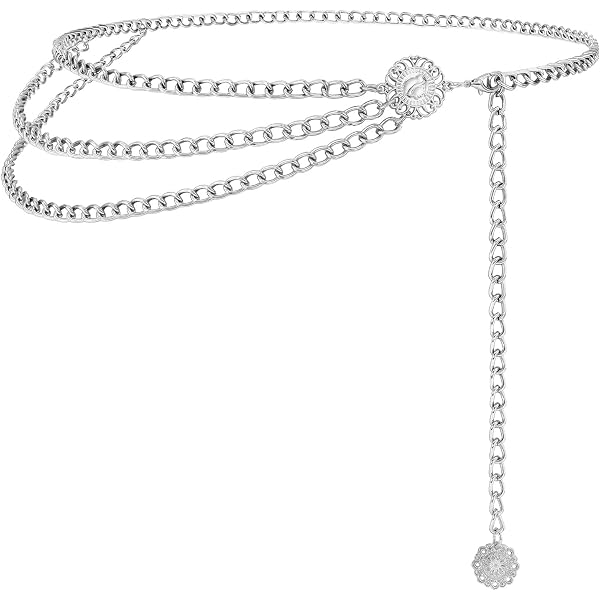 Amazon.com: Navoky Metal Flower Waist Chain Rose Belt Chain  display picture 3