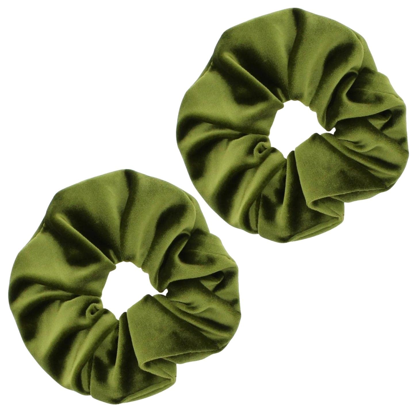 Topkids Accessories - Luxury Velvet Scrunchie Scrunchies Elastic Hair Band Ponytail Holders Hair Scrunchie Hair Bobbles Hair Accessories for Women, Ladies, Girls - Pack of 2 (Light Olive Green)