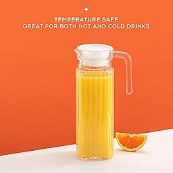 40oz Glass Pitcher with Lid (2 Lids) - Beverage
