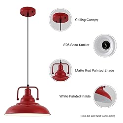 SESIMENT Red Farmhouse Pendant Lights 3