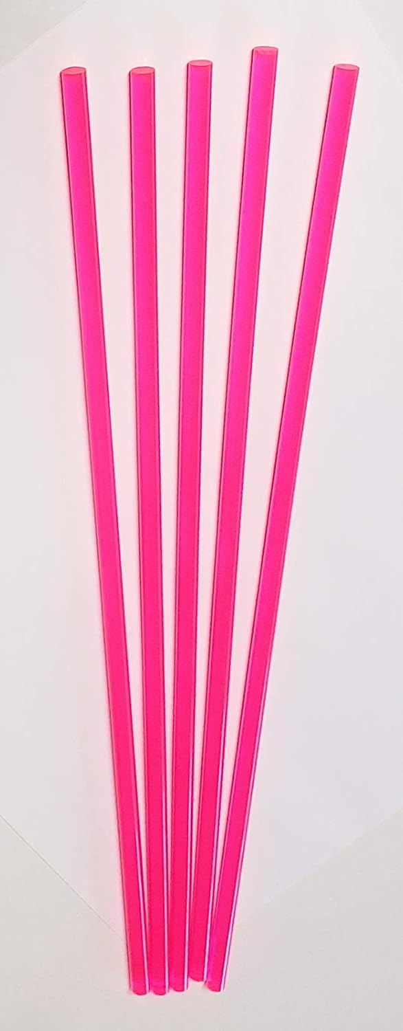 .25 Dia 5 Pcs 1/4” Diameter x 18” Inch Long Color Pink Clear