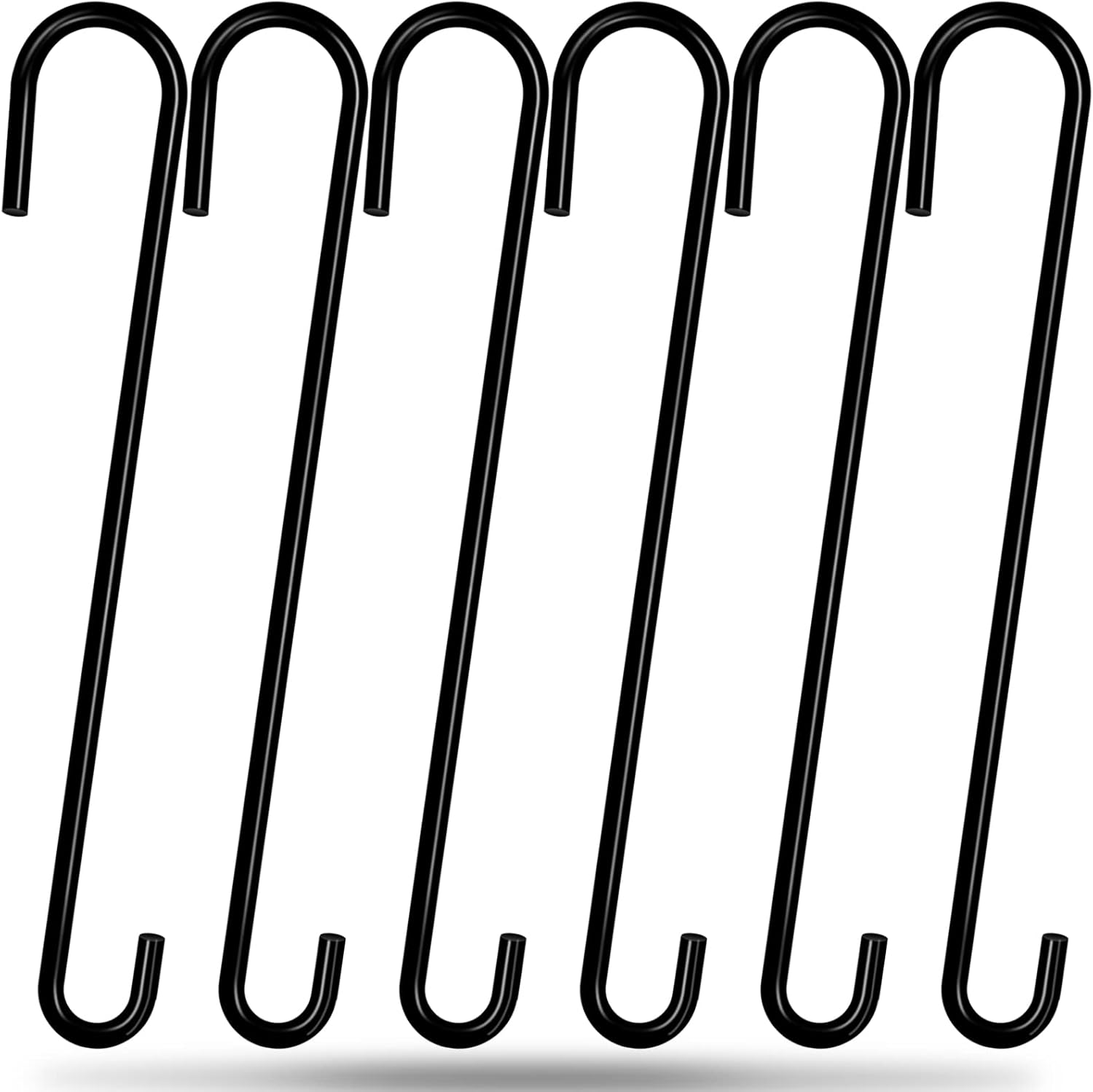 Outdoor Hanging Brackets - FEED GARDEN 6 Pack 18 Inch Metal S Hooks, Rust Resistant Extra Large Tree Branch Hook for Hanging Bird Feeders, Plants, Lanterns and Outdoor Ornaments, 1/5 Inch Diameter