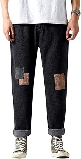 Amazon Beibang バイバン デニムパンツ メンズ パンツ メンズデニム ジーンズ 韓国ファッション ストリートパンツ 切り替え ゆったり 原宿系 ジーンズ 通販