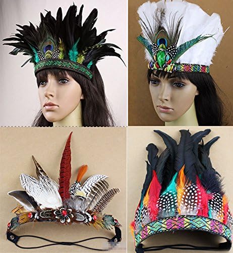 Indian Feather Headband Hair Headdress Headpiece Samba Carnival Fancy Dress Cap