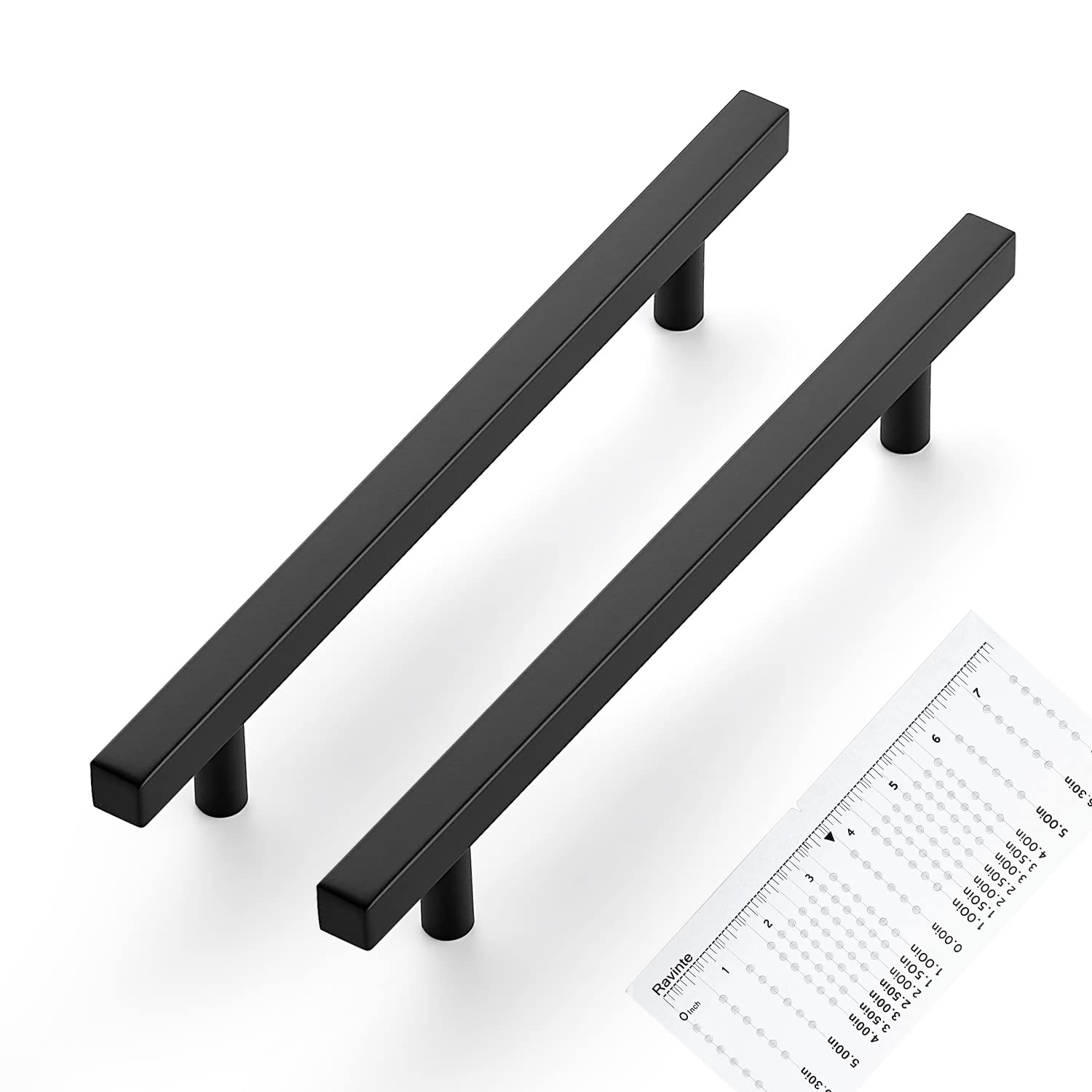 Photo 1 of Ravinte 30 Pack Matte Black Cabinet Pulls 6-1/4 inch Black Cabinet Handles Kitchen Pulls for Cabinets with Mounting Template 8-4/5 inch Overall Length