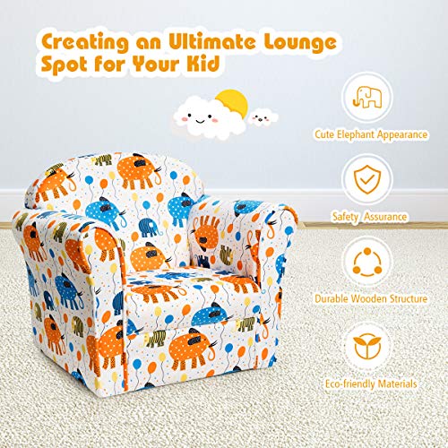 Costzon Kids Sofa Children Armrest Chair With Pattern Toddler Furniture W Sturdy Wood Construction For Boys Girls Armrest Couch For Preschool Children Lightweight Children Sofa Chair Elephant Pricepulse