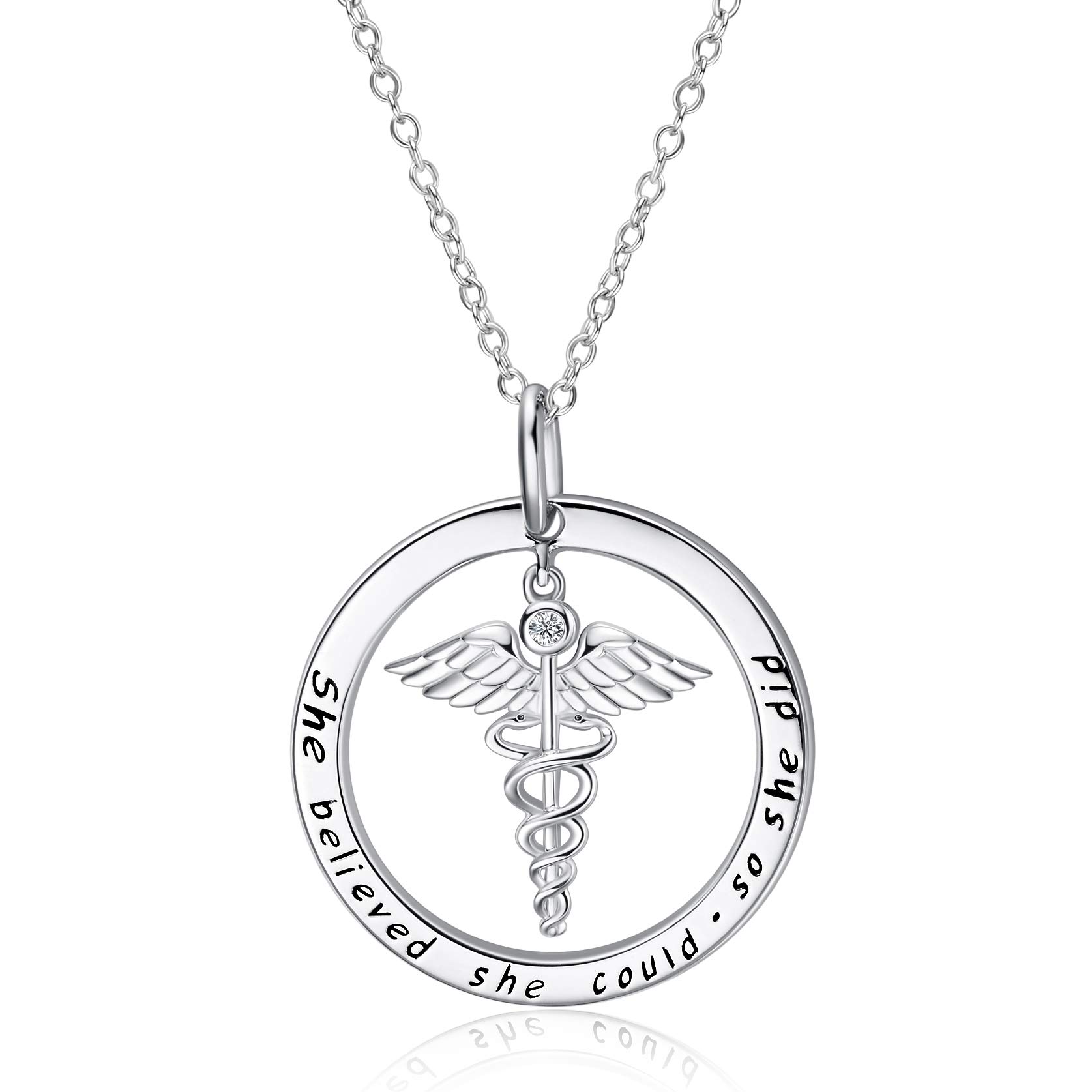 WINNICACA Nurse Gifts Sterling Silver Caduceus