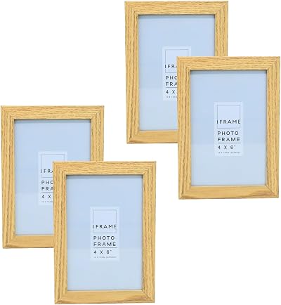 Widdop and Co iFrame Set of 4 Oak Photo Frames 4 x 6 Portrait Landscape