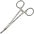 Motanar Professional Stainless Steel Pets Dogs Cats Hemostat Forceps Scissors Ear Hair Clamp Pulling Shears Plier Pet Dog Trimmer Accessories Curved Silver