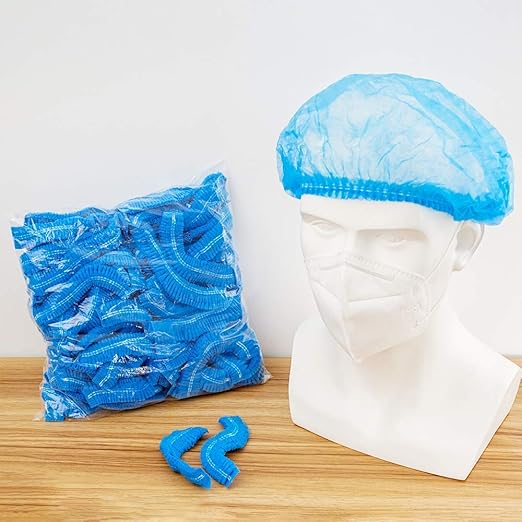 Covid 19-Disposable Stretchable Blue Bouffant Caps/Surgical Caps/Cooking Caps/ (100 Pieces)