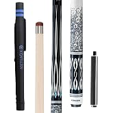 KONLLEN Maple Pool Cue Stick, Low Deflection with Extension and Case | Hard maple shaft, 3/8x8 joint, leather grip, 19-20oz adjustable weight, 8 in extension and cue case included