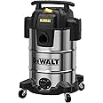 DEWALT DXV08S 8 Gallon Wet/Dry Vacuum, 4 Peak HP Shop Vacuum, Stainless Steel Tank, Silver