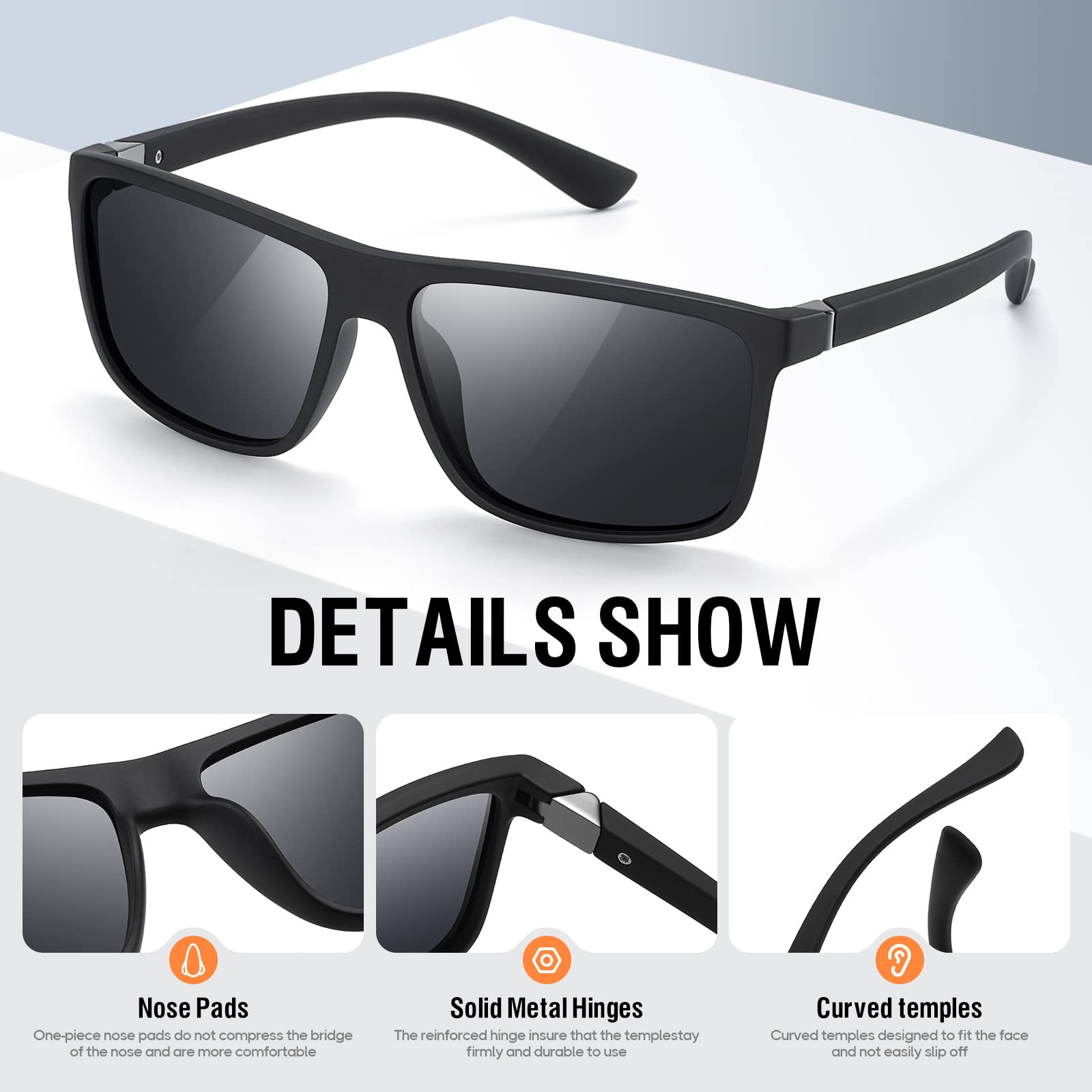 Sunglasses Men Polarized Sunglasses for Mens and Womens,Black Retro Sun Glasses Driving Fishing UV Protection
