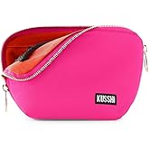 KUSSHI Washable Travel Makeup & Cosmetic Bag - Brush Organizer Sold Separately (Everyday, Bubble Gum Pink/Orange)