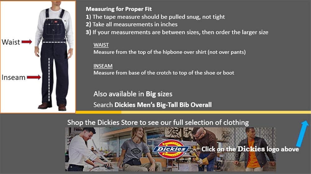 Dickies Mens Denim Rigid Bib Overalls