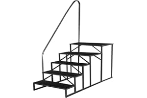 Hot Tub Steps Outdoor, RV Step with Handrails, 5 Step Stool Ladder, Heavy Duty 5 Step Hot Tub Stairs, 660Lbs RV Stairs for Ca