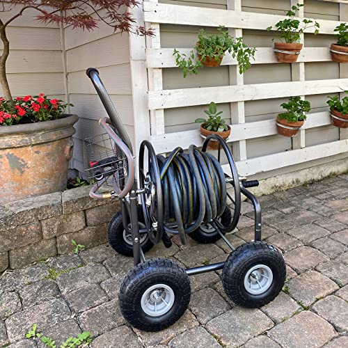 LAUREL CANYON Garden Hose Reel Cart, Heavy Duty Hose Reel Cart with 4