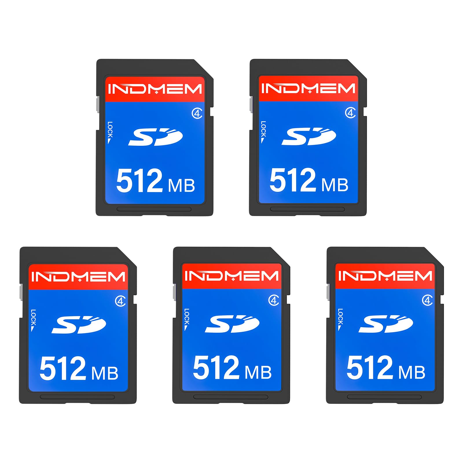 Photo 1 of 512MB SD Card (5 Pack), SDHC Flash Memory Cards UHS-I U1 Class 4 High-Speed Full HD Video Compatible with Digital Point-and-Shoot Cameras, HD Camcorders, DSLR and PC