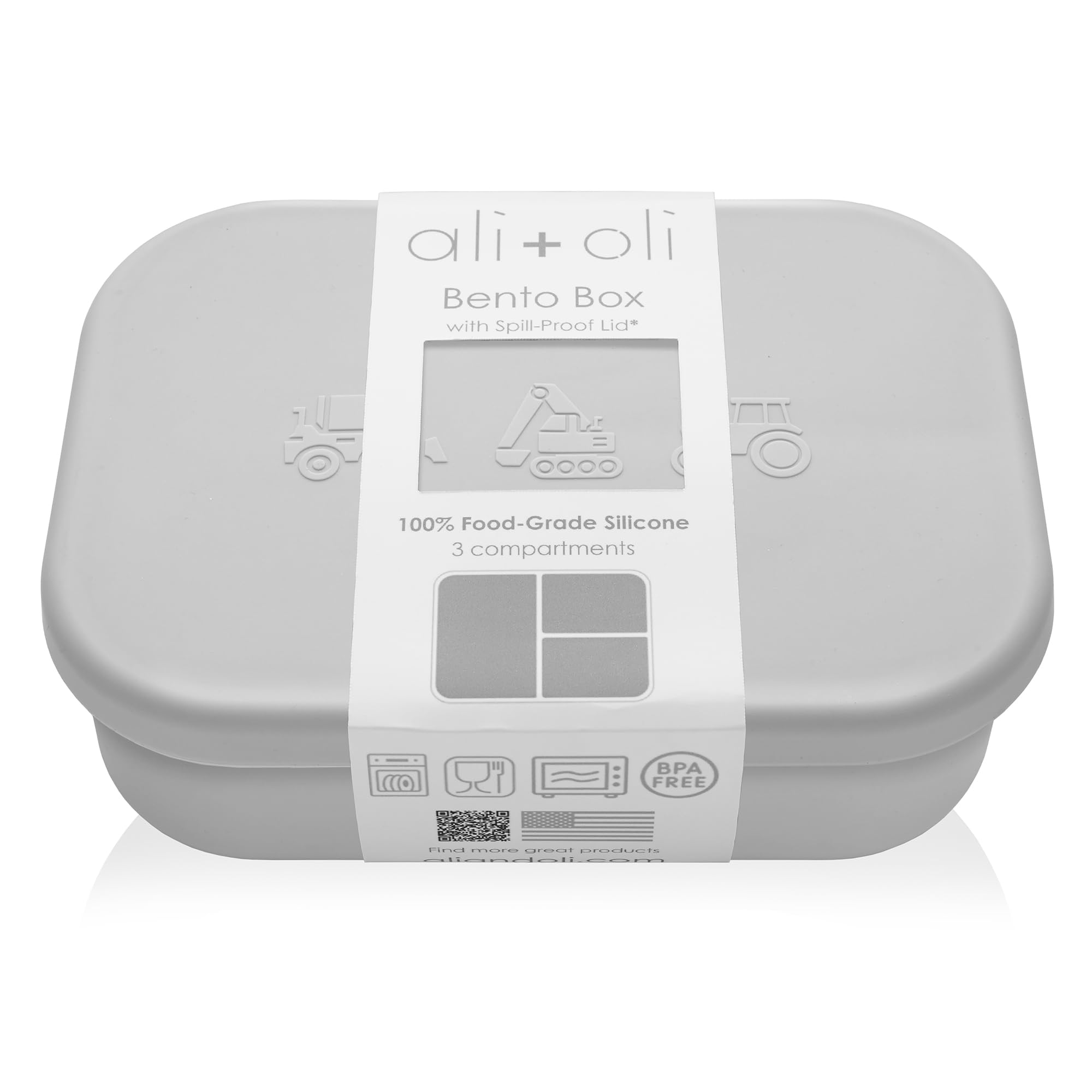 Photo 1 of Ali+Oli Silicone Bento Box (Construction) Lunch Box for Kids, Toddlers, Preschoolers & Adults | BPA-Free and Spill-Proof | Ideal for School, and On-the-Go Meals| Perfect for Lunch, Snacks, and Meals