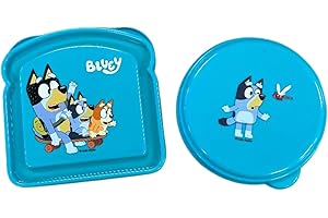 Greenbrier International, Inc. Bluey Lunch Box 2 Piece Set Kit - Includes 1 Reusable Sandwich Container and 1 Snack Bowl Kids Lunch Box Travel To Go Food - BPA Free