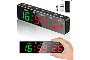 BROKENSNATCH Gym Timer Clock,Magnetic Workout Interval Timer with LED Display,Clock/Countdown/Count up/Stopwatch/Tabata/FGB/HIT Mode,10 Second Countdown &3 Second Emphasis When Start, Home Gym, Garage & Schools