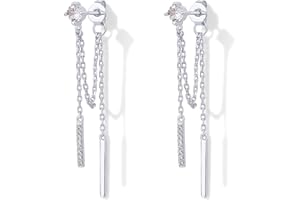 PAVOI 18K Gold Plated 925 Sterling Silver Posts Drop Dangle Chain Earrings for Women | Dangling Chain Studs | Cubic Zirconia Ball Threader Earscapes Earrings