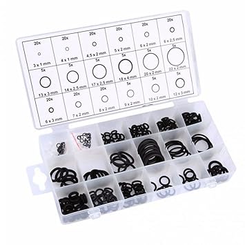 Masterein 225pcs Gummi O-Ring Washer Fahrzeugklimaanlage Dichtung Gummi Flachdichtungs O-Ring Sortiment Kit