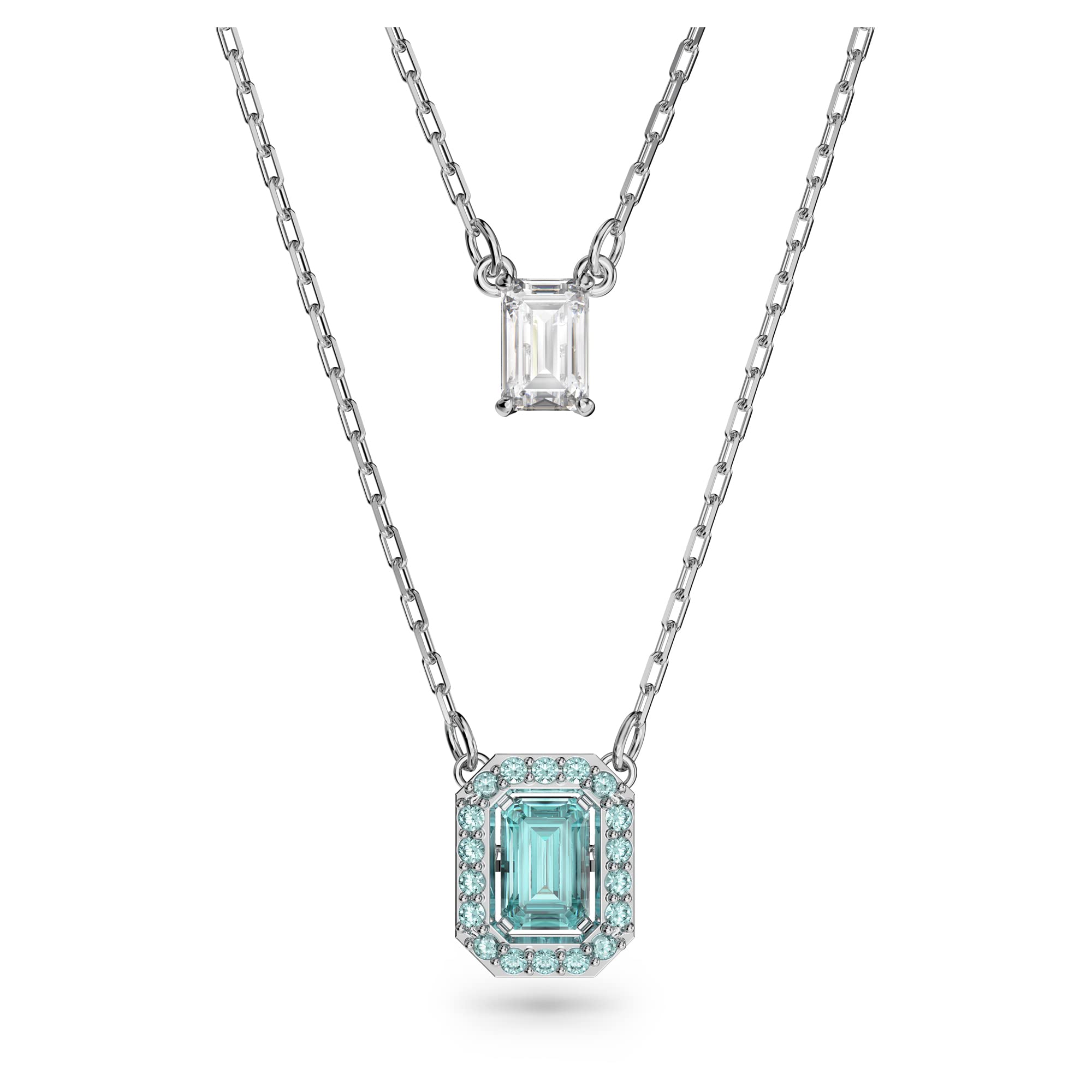 Swarovski Millenia Double Pendant Necklace, Mint Coloured Crystal in a Rhodium Plated Setting, from the Millenia Collection