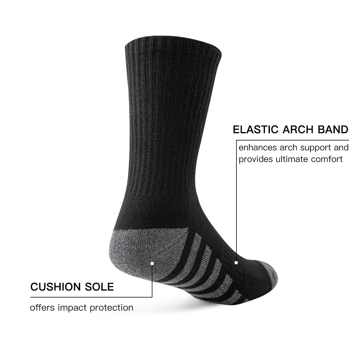 JOYNÉE 8 Pairs Mens Crew Work Cushion Socks Long Athletic Running Socks Workout Breathable Socks