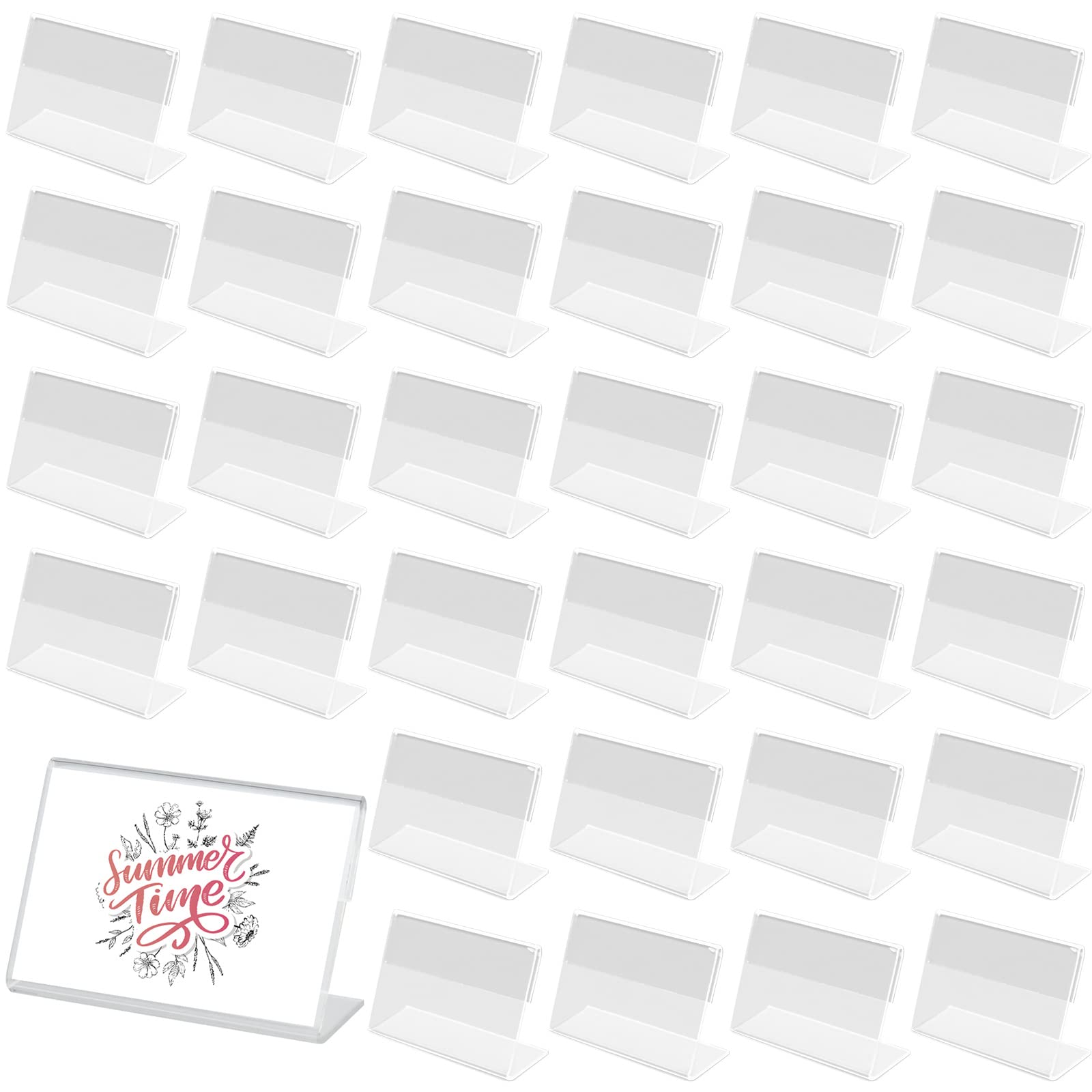 Yicaam 42 Pcs Mini Acrylic Sign Display Holder Price Label Holder, Acrylic Price Display Holder Price Name Card Tag Label Stand for Office, Retail Store and Supermarket (6 x 4.3 x 2cm)