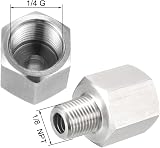 Sourcing Map 1/8 NPT Male to 1/4 G Female Stainless Reducer Adapter view 2