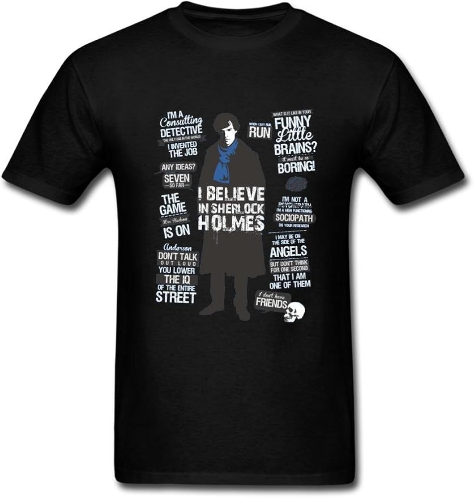 FQYPMC Man 100% Cotton I Believe in Sherlock Holmes Tshirts