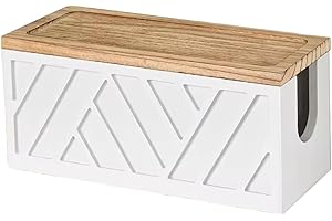 11.8x4.7x5.1 Inch White U-Shaped Paper Towel Holder Wall Mount, Countertop Paper Towel Dispenser with Detachable Wood Lid for