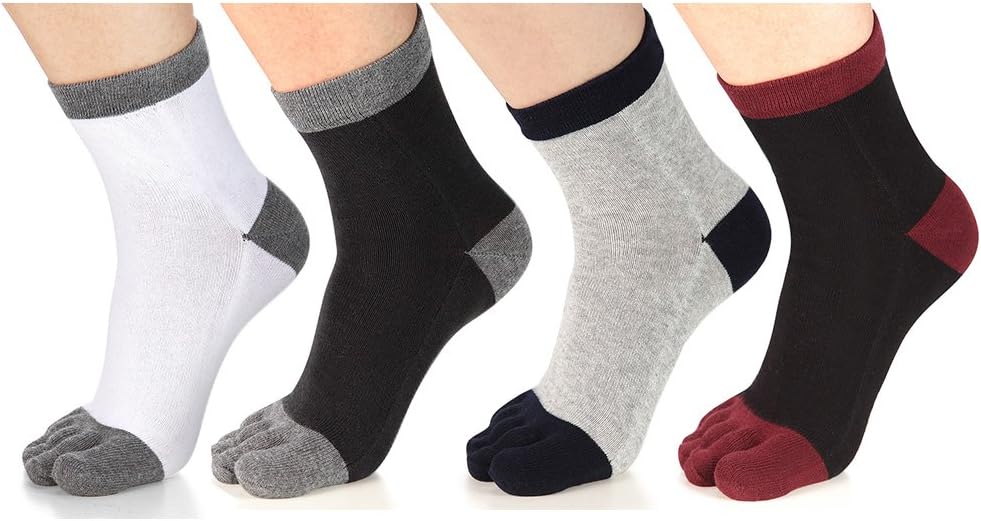Toe Socks Five Finger Athletic Running Socks Crew Cotton for Men Women 4 Pack By Meaiguo (Multicoloured-B2)