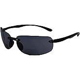 In Style Eyes Original Lovin Maui Wrap Around Bifocal Reading Sunglasses - Rimless, UV Protection - Non-Polarized Lens - Black - 3.0x