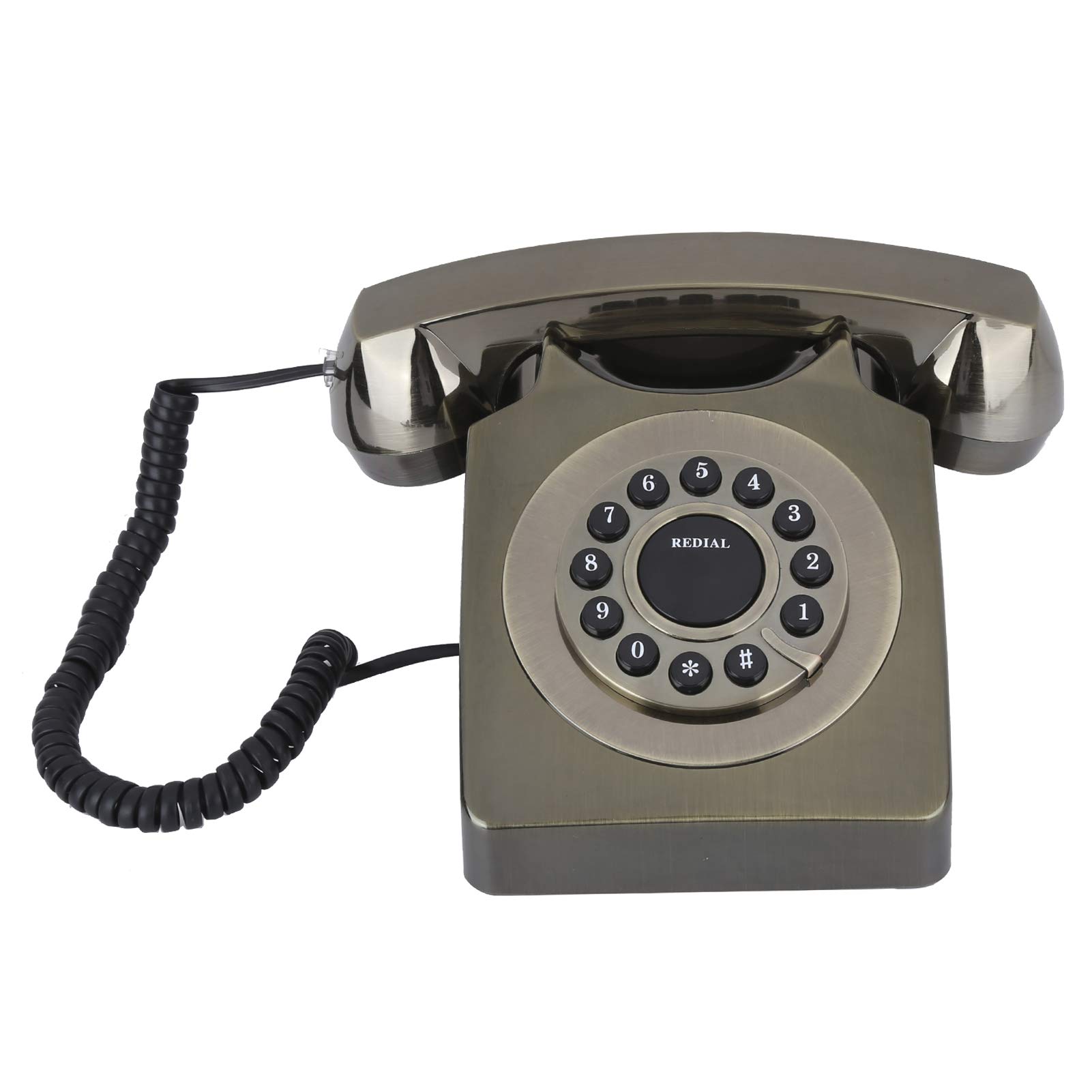 Antique Landline Phone, European Retro Vintage Corded Telephone with High Definition Speaker and Redial Function, Decoration for Home, Hotel, Office(Bronze)