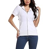 MISS MOLY Women's Zip Up Hoodie Short Sleeves Hooded Jacket Casual Lightweight Sweatshirt with Pockets