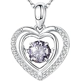 Gem's Beauty Silver Heart Necklace for Women - 925 Silver Moissanite Pendant, Dainty Dance Gift for Her, Mom, Wife |Christmas/Anniversary/Valentine’s Birthstone Jewel
