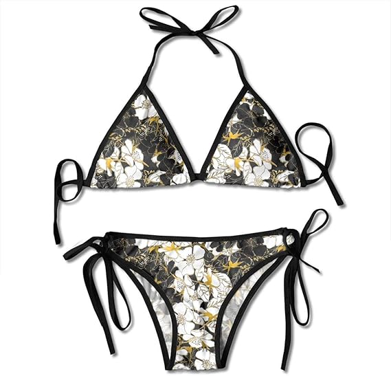 Amazon 水彩ローズアートビキニ女性の夏の水着トライアングルトップビキニ水着セクシーな2ピースセット ビキニ セパレーツ 通販