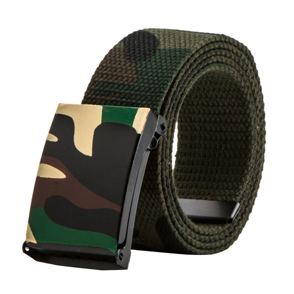 Vbiger Men\'s Plain Canvas Casual All-match Belt (D-Army Green / 110cm)