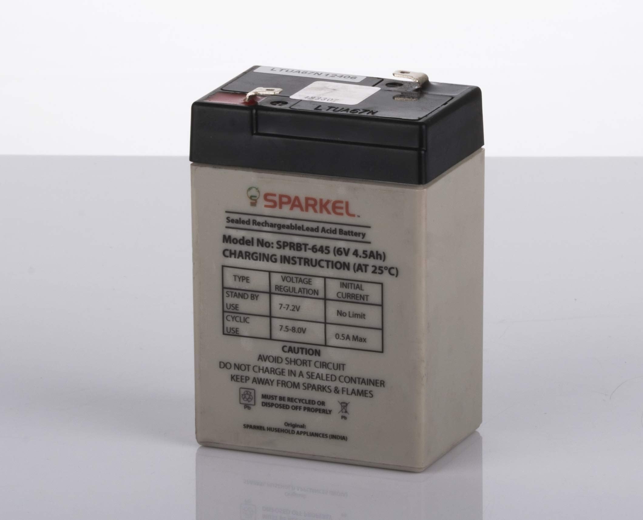 Sparkel 6V 4.5Ah SMF/VRLA UPS Rechargeable Lead Acid Battery (SPRBT-645)