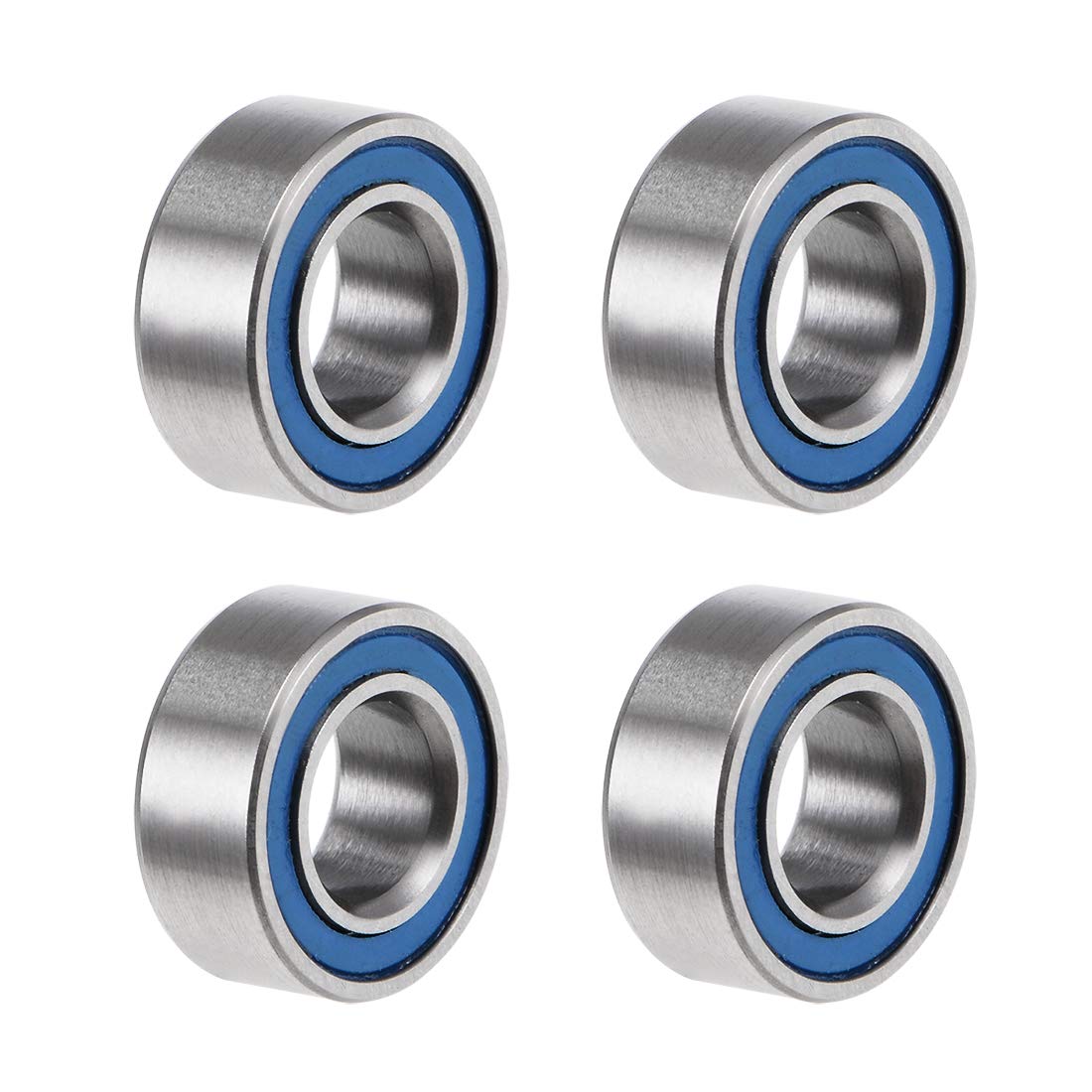 sourcing map MR105-2RS Deep Groove Ball Bearings 5mm Inner Dia 10mm OD 4mm Bore Double Sealed Chrome Steel Blue Seal Z2 4pcs