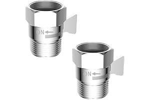 Hibbent All Metal 2 Pack Shower Head Flow Control Valve, G1/2 Brass Shut-off Valve with Metal Handle Lever, Shut OFF Water Flow Control Regulator for Handheld Shower, or Bidet Sprayer, Chorme