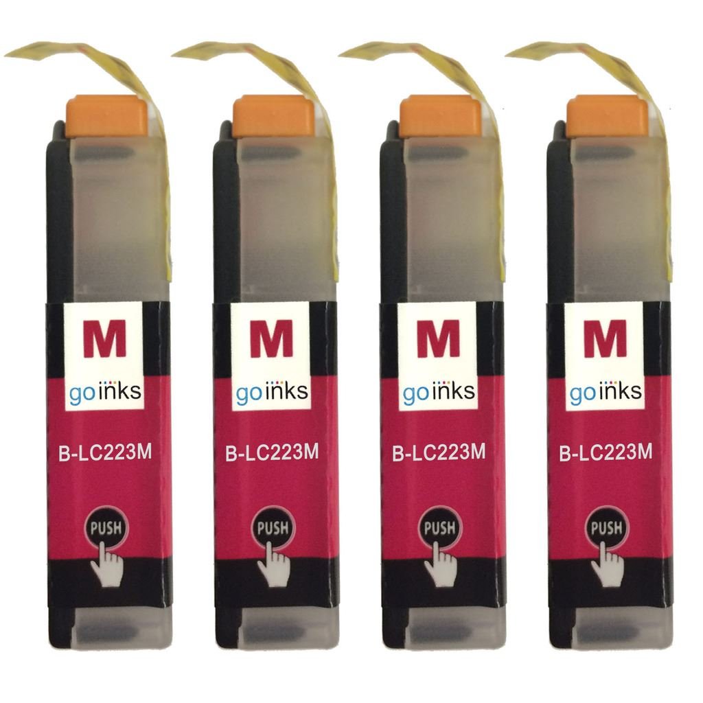 Go Inks 4 Magenta Ink Cartridges to replace Brother LC223M Compatible/non-OEM for Brother DCP and MFC Printers