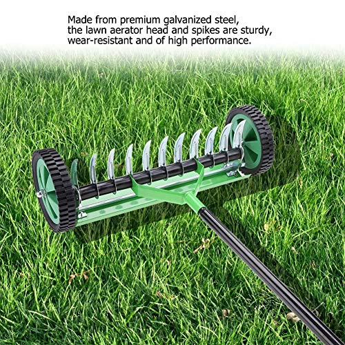 GOTOTOP Rolling Lawn Aerator, 17in Rolling Lawn Scarifier Aerator