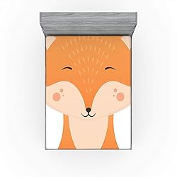 Ambesonne Fox Fitted Sheet, Simplistic Funny