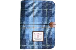 TAILORMAP Harris Tweed A5 Notebook Binder 6 Ring, Wool Fabric Soft Cover Refillable A5 Binder, 80 Pages for A5 Refill Paper and A5 Planner Inserts, Notebook Journals for Writing, A5 Size 80 Pages (Blue)