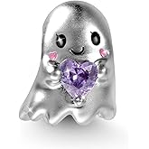 GNOCE Cute Ghost Embraces Heart Gemstone Charm Bead Brecelet Sterling Silver Jewelry Gift For Women Wife